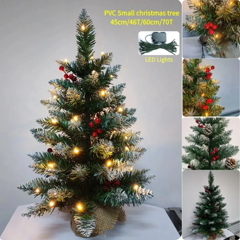 

Small Christmas Tree 45cm/60cm PVC Tip Flocked Tabletop Ornaments Christmas Tree Family Christmas Party Atmosphere Decorations