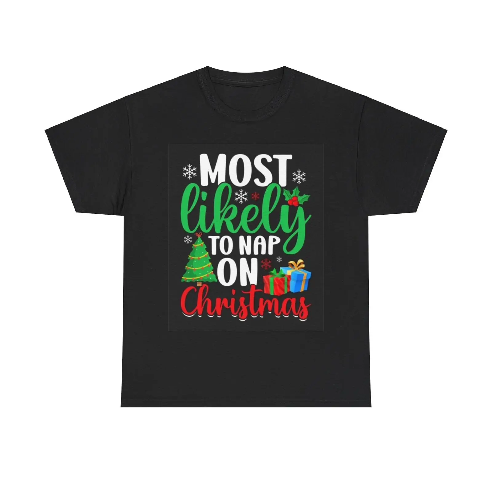 Funny Christmas T Shirt Napping Santa Toys Heavy Cotton