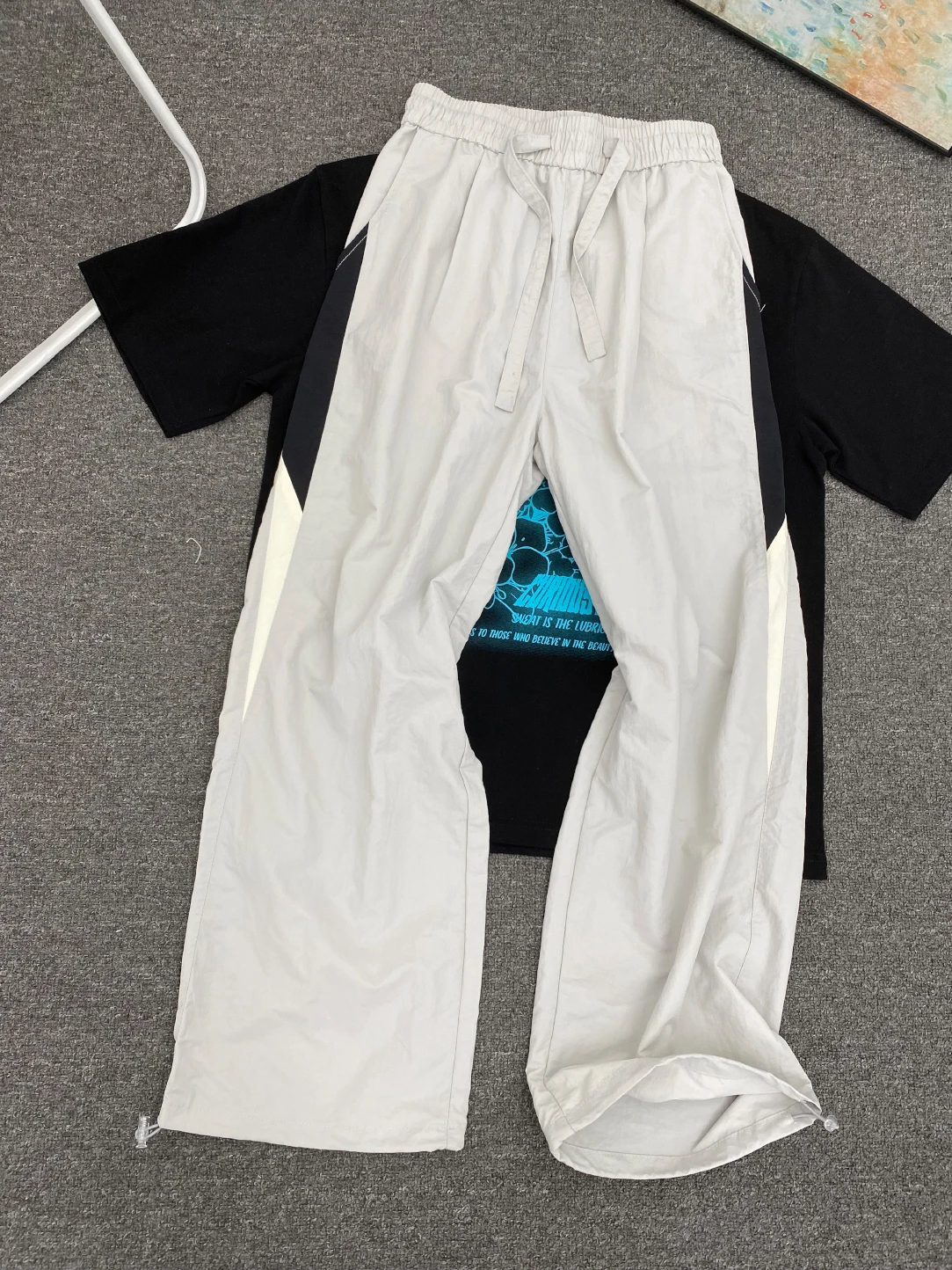 

American Sle Splice Ice Silk Qui Dry Pants Men's Summer Thin Comfortable Cool Feeling Sport Long Pants Loose Straight Leg...