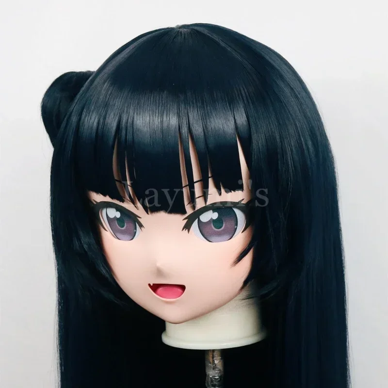 (C008) Customized Full Head Mask Crossdressing with Backshell Silicone Anime Lovelive Tsushima Yoshiko Kigurumi Mask Cosplay