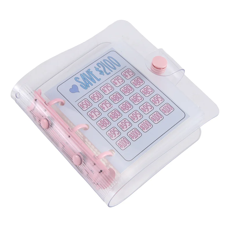 2100 Savings Challenge Binder Money Saving Challenge Мини-бюджетная папка с денежными конвертами ПВХ розовая 1 шт.