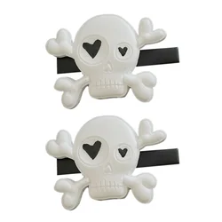 2 Pcs Skull Hairpin Punk Style Halloween Party Accessories Costume Barrette For Kids Pearlescent Hair Clip Claw