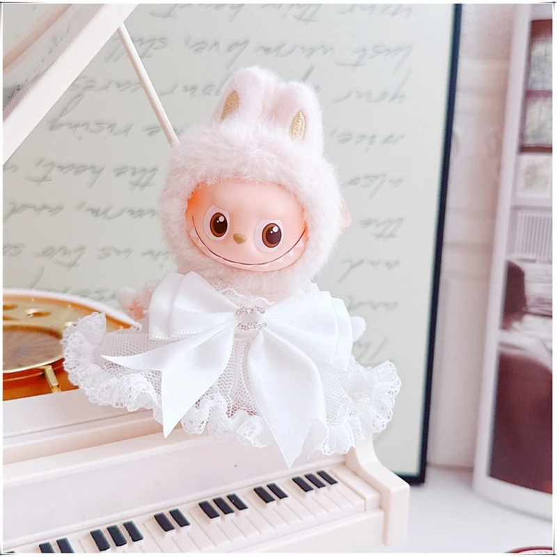 

For 10cm Labubu 4.0 Mini Doll Clothes Clothing Set Outfit Accessories For Labubu Doll White Wedding Dress Gift