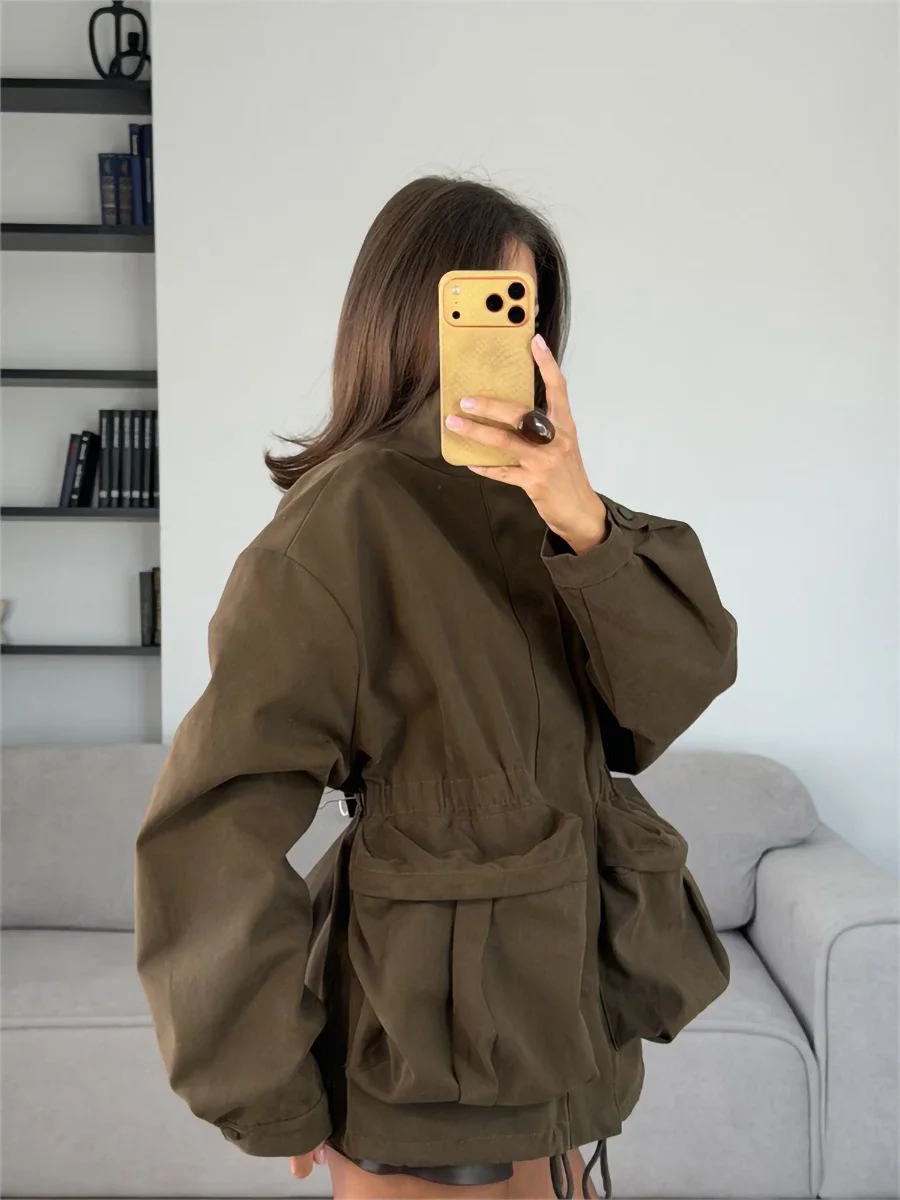 Wolfeel 2026 Series Women's Autumn New Collection Stand Up Collar Solid Color Fashion Multi Functional Rubber Stretch Waist Coat