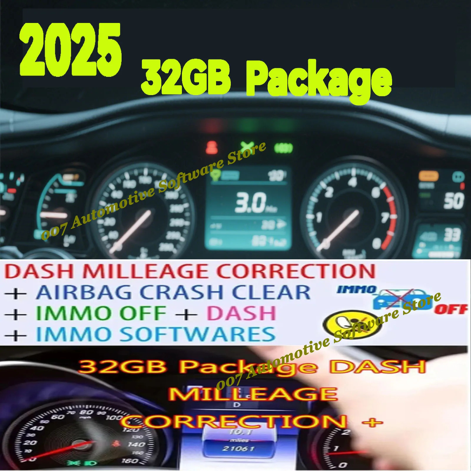 حزمة برامج إصلاح السيارات الكل في واحد سعة 32 جيجابايت IMMOFF ECU أدوات تشخيص وسادة هوائية لتصحيح الأميال متوافقة مع جميع العلامات التجارية