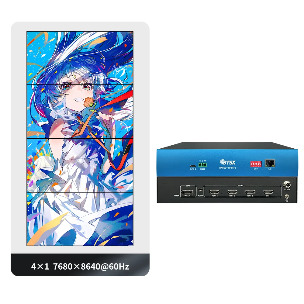 8K60 Multi Screen Controller for Dome Theater VR 2*1 1*4 Splicing HDCP Support Internal Heat Dissipation Anti Drop DC12V