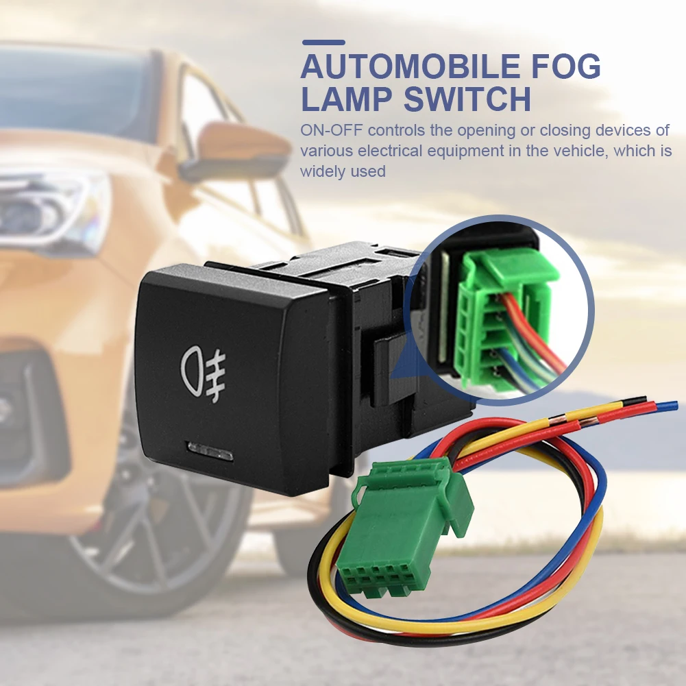 Car Fog Lights Switch with Green Light Refitting Fog Lamp Pure Copper Wire Automobile Refitting Fog Lamp 12V 24V for Camry 2018+