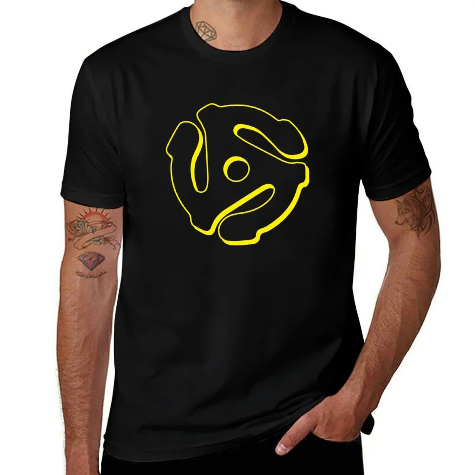 45 RPM Record Insert Adapter T-Shirt Construction Work Tee Shirt T-Shirt