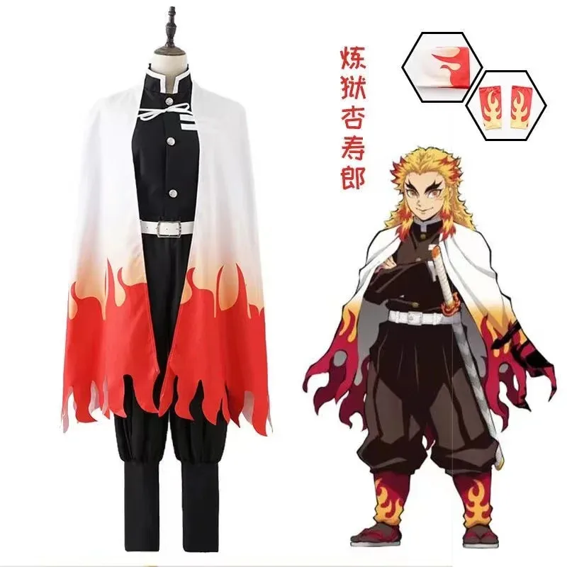 2025 Anime nuevo Demon Slayers Kimetsu No Yaiba Rengoku Kyoujurou Cosplay disfraz uniforme tipo kimono Halloween carnaval Navidad ❤ ❤