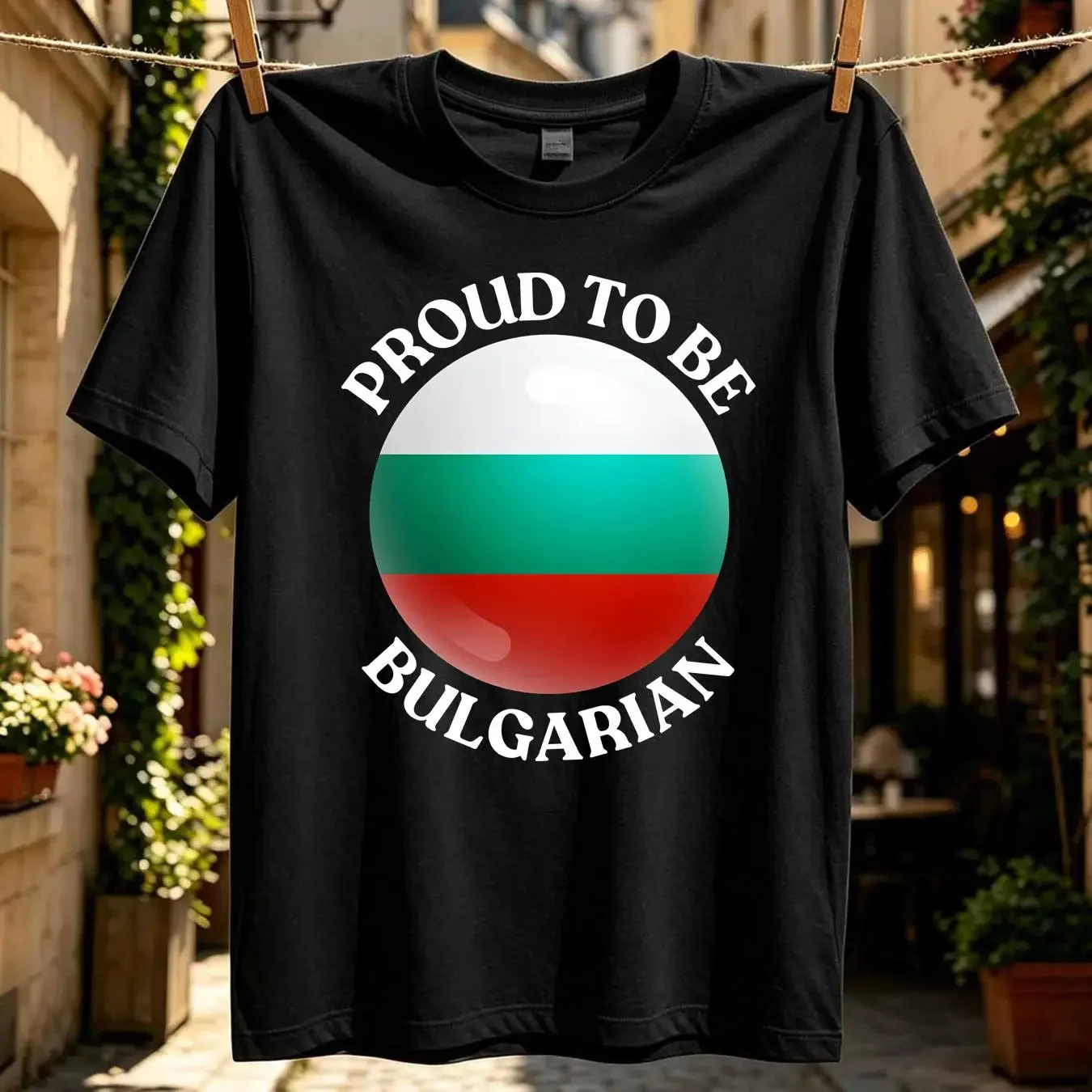 washed T Shirt Proud to be Bulgarian National Flag Bulgaria Identity Emblem tee Sofia Nation Capital Balkan Region Top Black