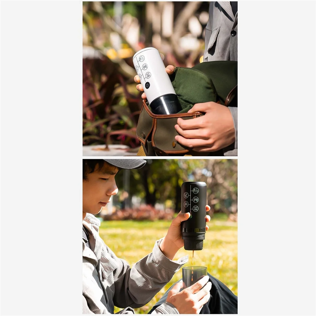 Tragbare Espressomaschine, kabellose Kaffeemaschine, 2-in-1, kleine Reise-Espressomaschine für Camping, Büro, Wandern, Wohnmobil