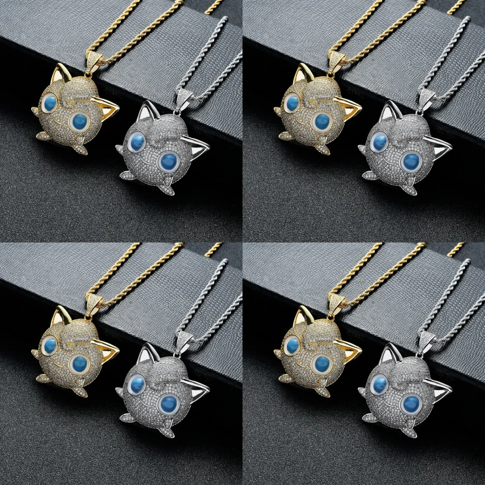 

Пикачу мультфильм Покемон fat den кулон микро-набор циркон хип-хоп модное милое женское ожерелье мужское европейское и американское