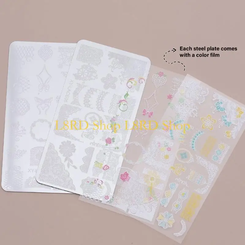L8RD Flowers Nails Stencil Stamp French Nails Art Stamping Plate Nails Art Decoration