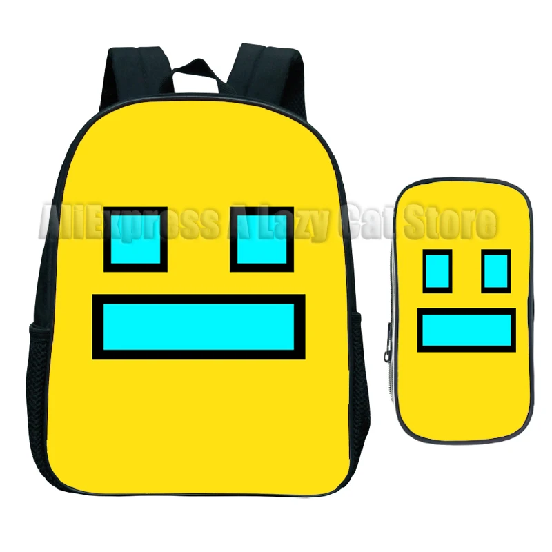 Angry Geometry Dash SchoolBags Cartoon Kids zaino alla moda zaino per studenti primari dell'asilo impermeabile