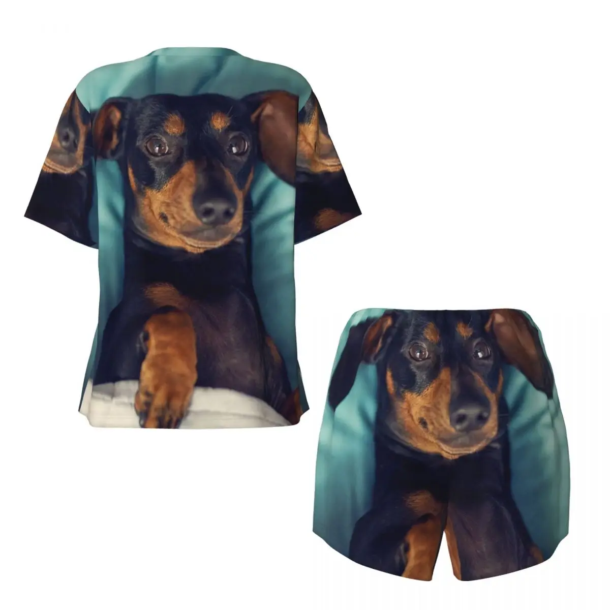 Women Dachshund Pajamas Set Custom Printed Short Sleeve Badger Sausage the Wiener Dog Sleepwear Loungewear Pjs 2 Piece Sets