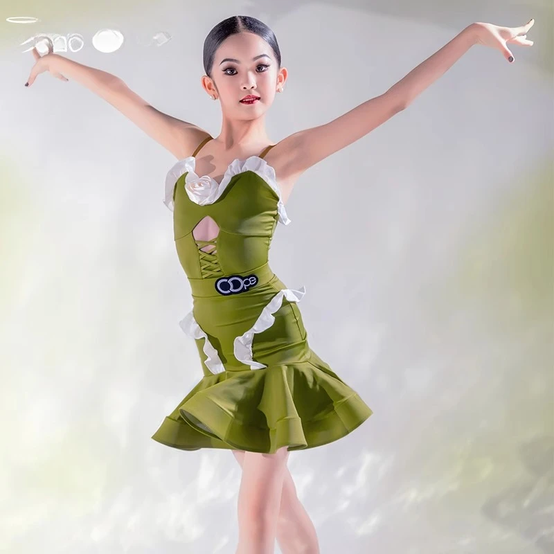 

High-quality Latin dance costumes New children's Latin dance practice clothes and girls practice clothes set from Orchid Summer