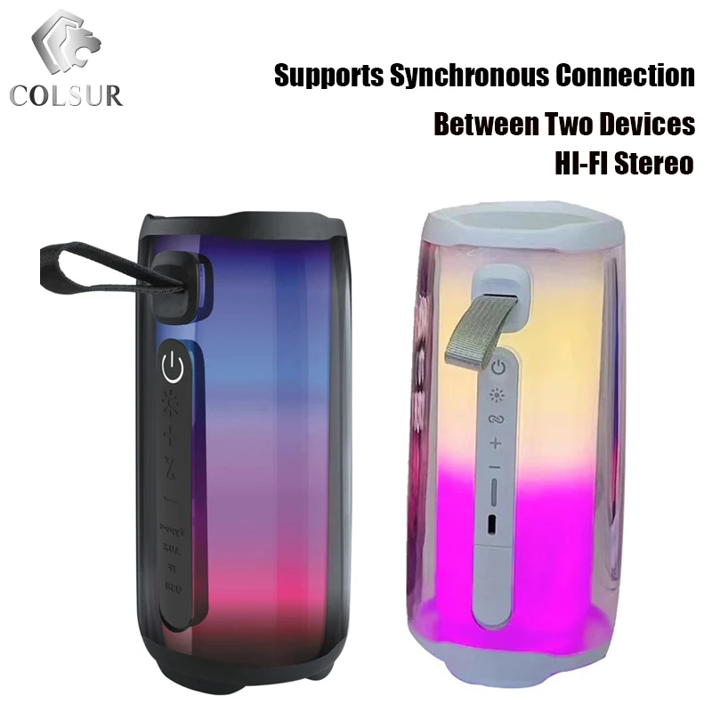 Light Effect Wireless Music Bluetooth Speaker Supports Two Devices Synchronous Connection Subwoofer Card Portable HI-FI Stereo