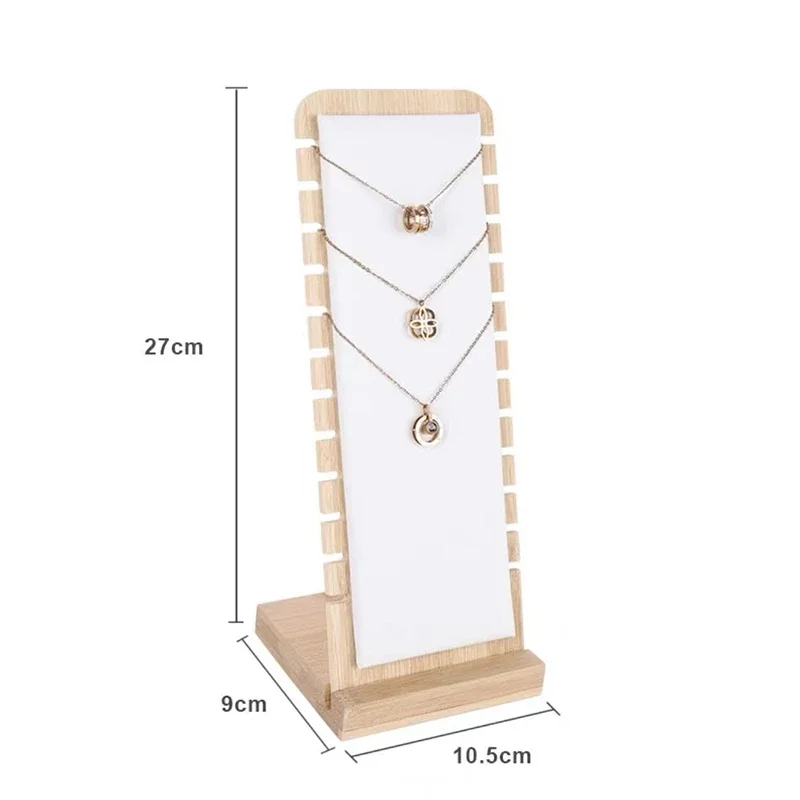 New Solid Bamboo Wood Jewelry Display Stand Necklace Showcase Holder Pendant Long Chain Handing Organizer Holder For Necklaces