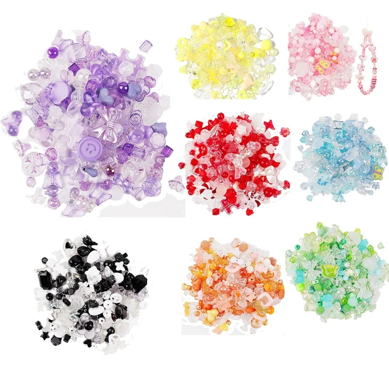 1 Pack Assorted Purple Pastel Aesthetic Acrylic Beads Acrylic Plastic Beads (150G/Pack,About 100Pcs Beads)