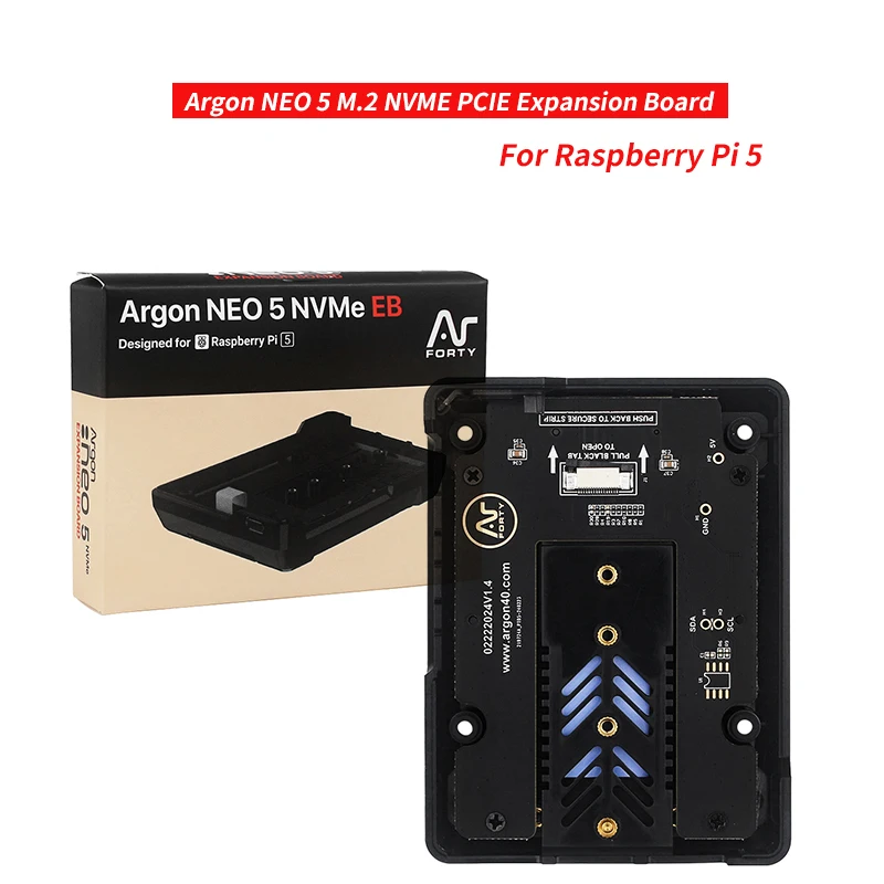 Argon NEO 5 M.2 NVME PCIE Expansion Board Bottom Case PCIE To M.2 NVME SSD For Raspberry Pi 5