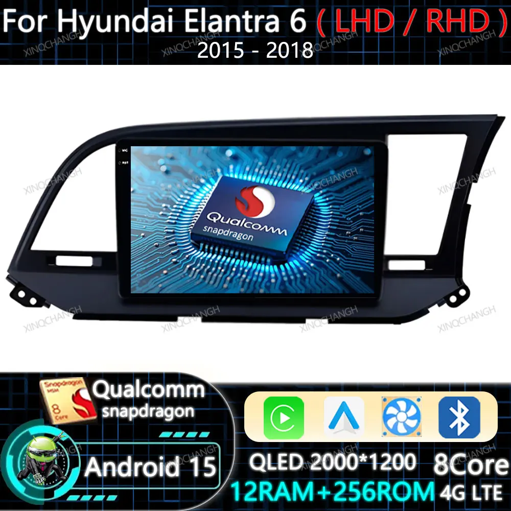 

Автомагнитола Android 15 с Carplay и Auto для Hyundai Elantra 6 2015-2018, GPS, мультимедийный видеоплеер 2DIN, Bluetooth, 4G, Wi-Fi, Qualcomm, QLED