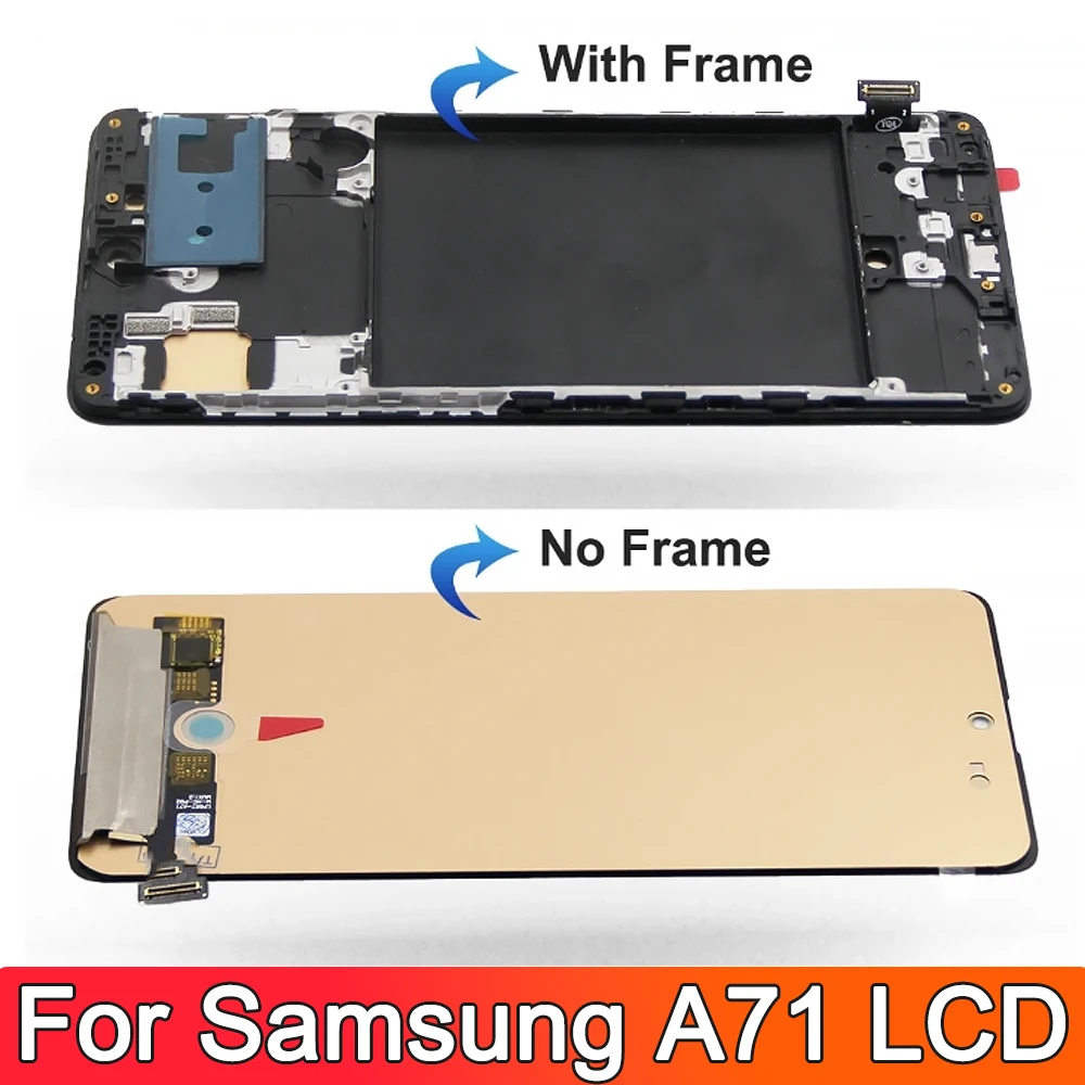 Display OLED For Samsung A71 Replacement with Frame, For Samsung A715 A715F A715FD LCD Display Touch Screen Digitizer Assembly