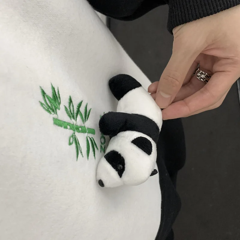 Autumn Panda Doll Embroidery Hoodies Couples Loose Casual Kawaii Plush Pullovers 2023 Indie Fashion Y2k Sweatshirts Oversized