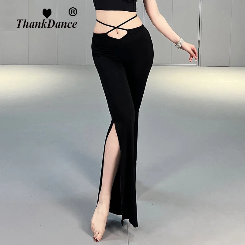 Gonna modale di danza del ventre per adulti Spacchi laterali Costume Donne sexy Danza del ventre orientale Abiti da pratica femminile Pantaloni di danza del ventre