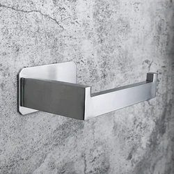 No-Drill Stainless Steel Wall-Mounted Square Tube Tissue Holder For The Bathroom Wall-Mounted Paper Roll Holder