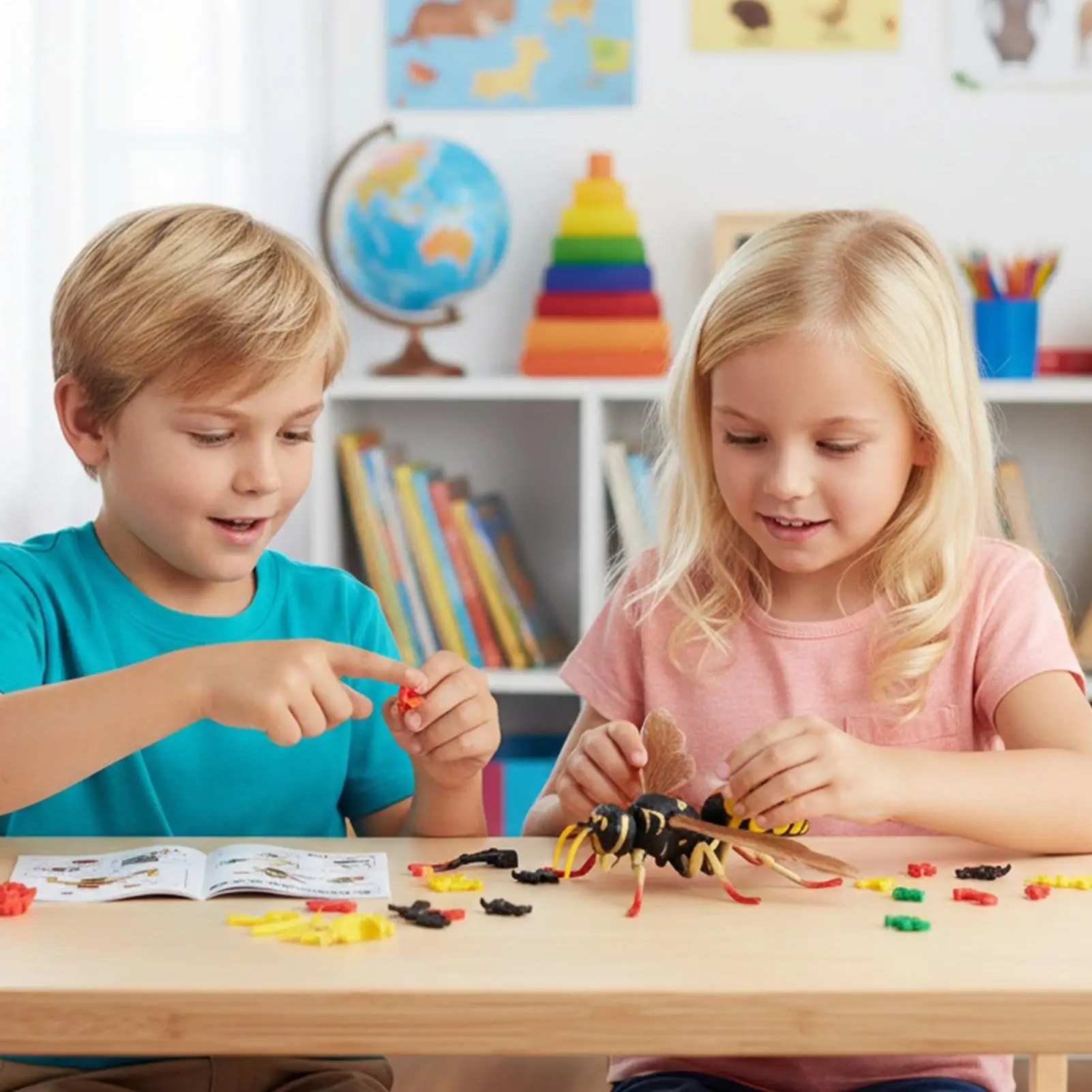Juegos de construcción de juguetes, juego educativo de avispas de 27 piezas, juguetes de construcción para niños de 3 años, niños y niñas, aula preescolar para guardería