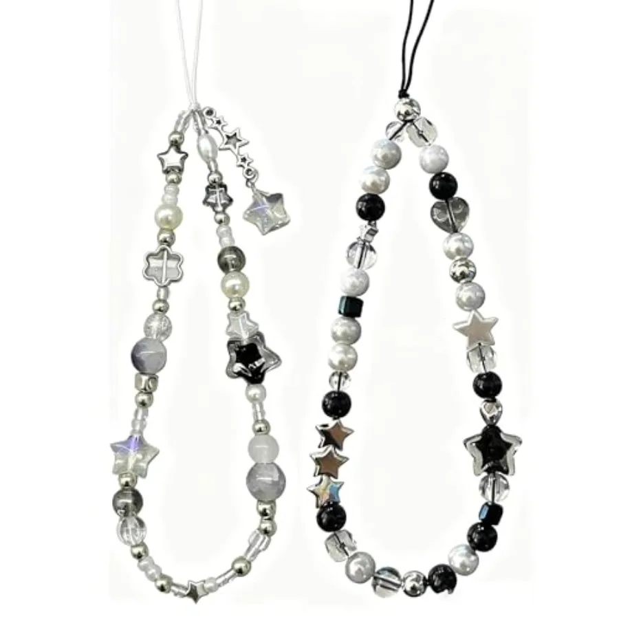 

2 Pcs Phone Charm Strap H for iPhone Wrist Strap Camera Lanyard Pearl Beaded Cute Chain String Accessories Universal for iPhone