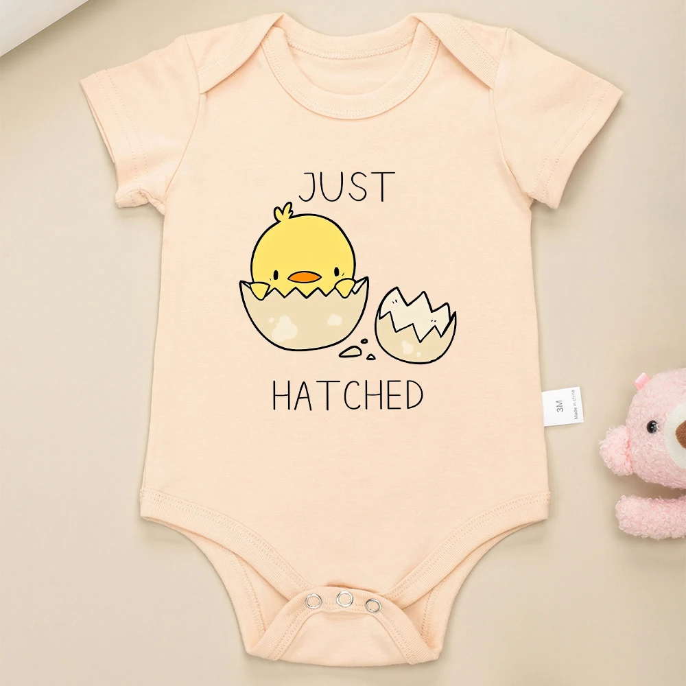 Just HatChed Kawaii Newborn Baby Boy Girl Clothes Onesie Khaki Infant Outfits Items Cartoon Cute Chick Print Cotton Rope De Bebe