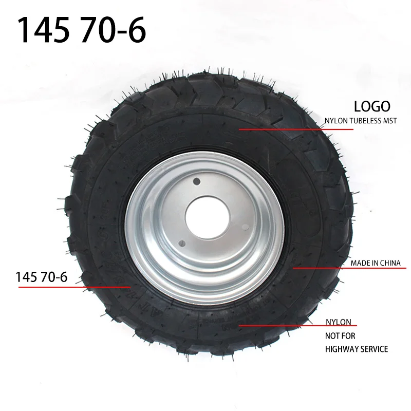 6 Inch ATV Wheel 145/70-6 All Terrain Vehicle Tyre Fit For 50cc 70cc 110cc Small ATV Quad Front Or Rear Wheels