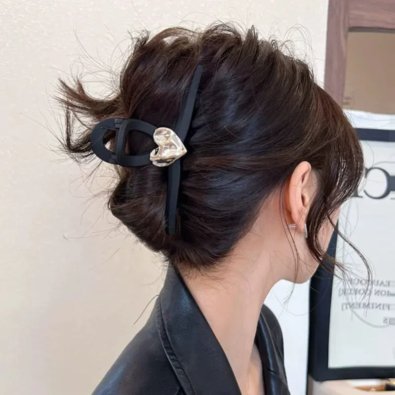 Pinza de pelo negra esmerilada de amor a la moda Retro, coleta de pelo para niña, tocado trenzado, accesorios para el cabello delicados coreanos