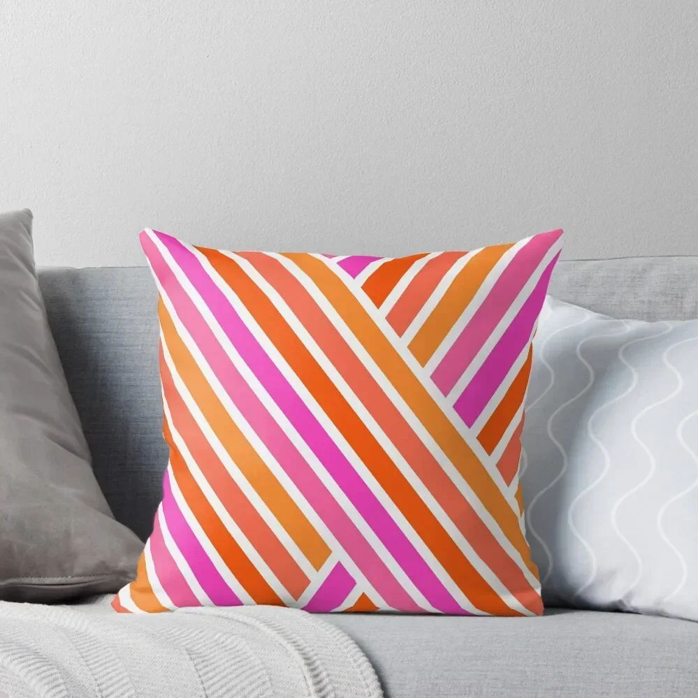 

Bright Hot Pink and Orange Stripes #1 Throw Pillow Sitting Cushion ornamental pillows for living room pillow