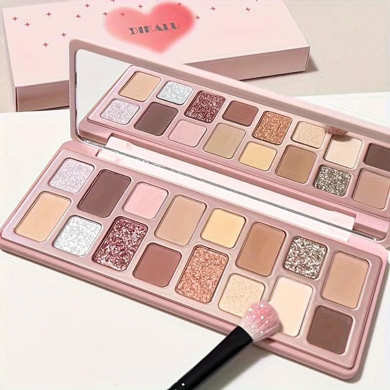 พาเลทอายแชโดว์ 16 สี - เนื้อแมทและชิมเมอร์, โทนสีชมพูอ่อนถึงสีน้ำตาลเอิร์ธโทน, ลุคมakeup สำหรับทุกวันและงานกลางคืน, ติดทนนาน