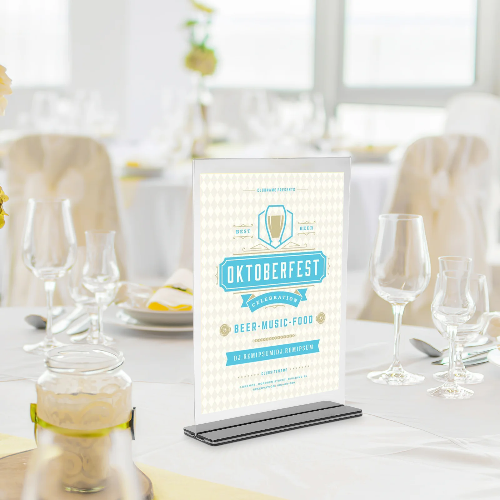 حامل علامة على شكل حرف T من الأكريليك مقاس A4 رف عرض سطح الطاولة لعلامات أسعار القوائم للاستخدام المنزلي والمكتب حامل علامة أكريليك #2