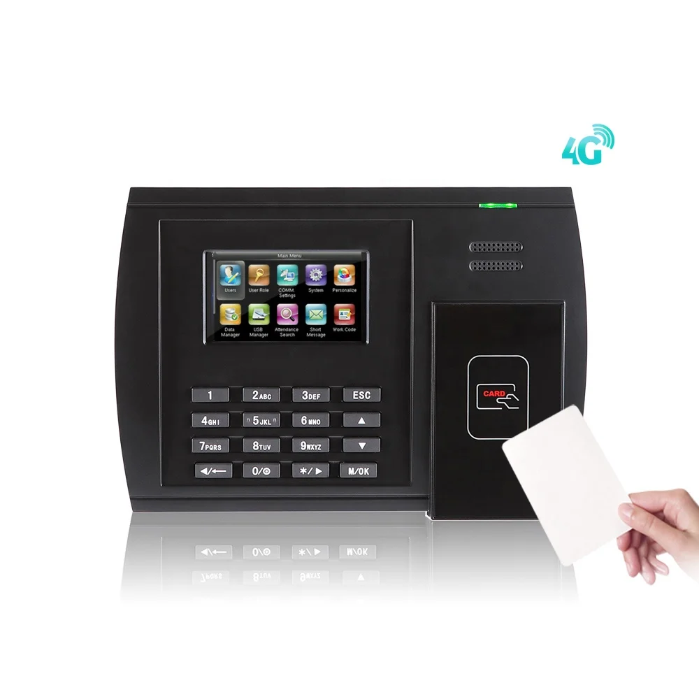 

4G Wireless Punch Card RFID Card Reader Time and Attendance Machine with TCP/IP and USB Port