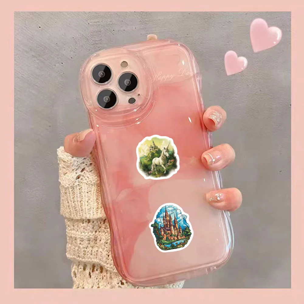 10/60PC Castle Architecture Creative Stickers Cartoon Decals DIY Decoration Notebook Mobile Guitar Suitcase Graffiti Child Toy