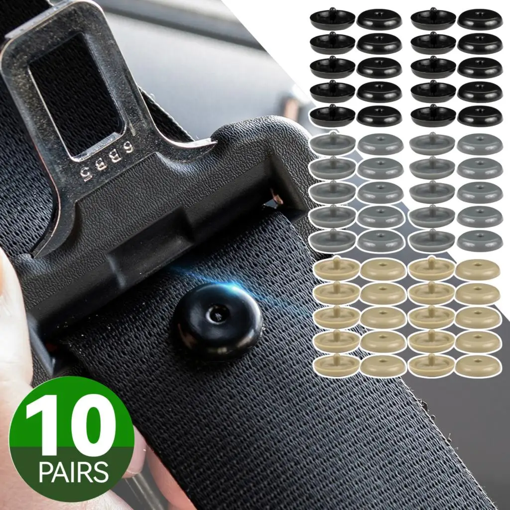 10set Car Seat Belt Stud Retainer Button Car Safety Buckle Drop Stopper Spacing Limit Holder Seatbelt Clip Stop Black Grey Beige