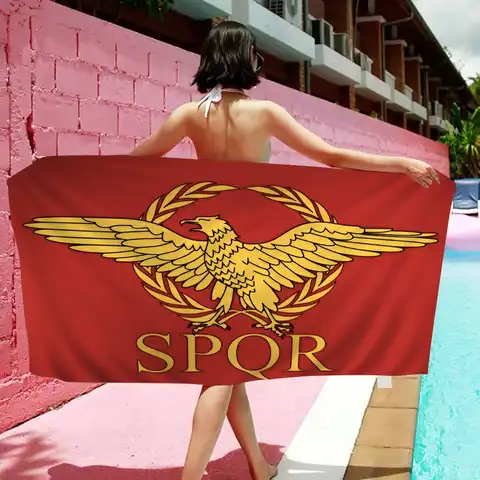 R-Roman S-SPQR 로고 어린이를위한 마이크로 화이버 비치 타월 맞춤형 목욕 타월 풀 타월 휴가 선물 피크닉 타월 파티 선물