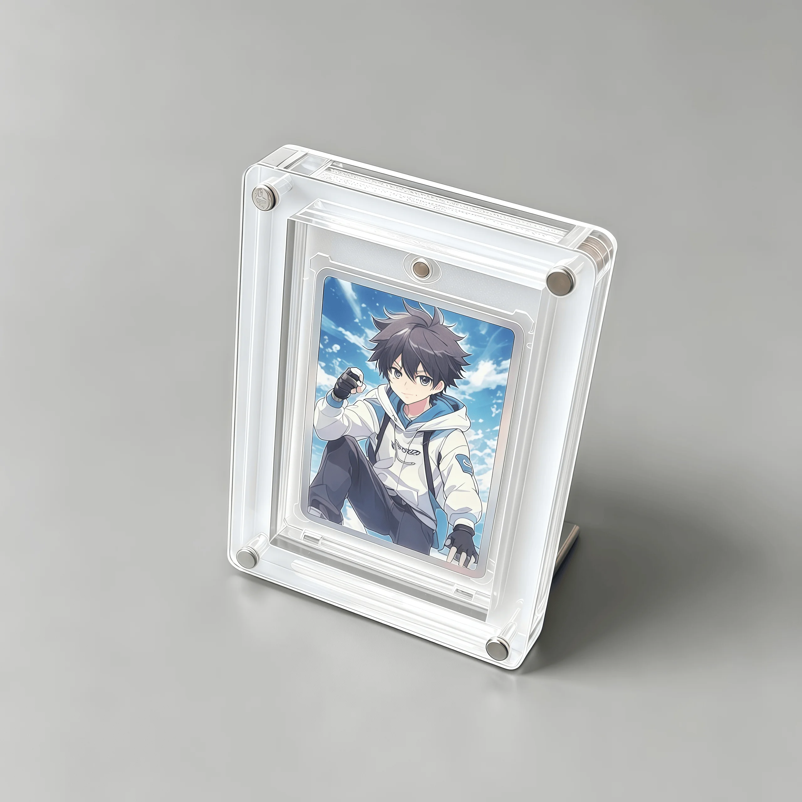 1‑Slot White PTCG Display Stand Polaroid Picture Frame 35PT Extra Thick Card Holder Action Figure Brick Display Rack