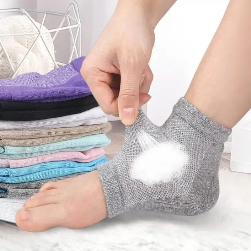 1 Pair Reusable Washable Silicone Moisturizing Gel Heel Socks Anti Cracked Foot Care for Home Night Foot Treatment