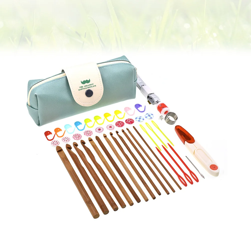 

43pcs Bamboo Hooks Set Ergonomic Rubber Handle For Diy Knitting With Waterproof Storage Bag Crochet Hooks Accessories Diy