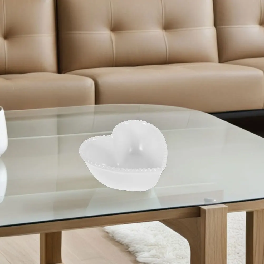 

2Pcs Heart Shaped Ceramic Plate Set Pure White Nordic Style Breakfast Dessert Snack Bowls Cute Romantic Design