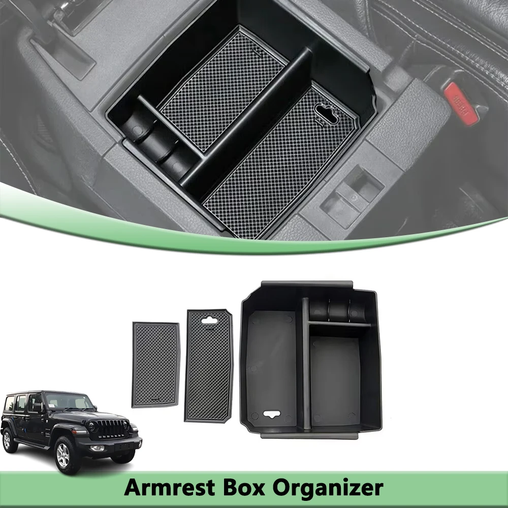 Center Console Armrest Box Storage Organizer Tray for Jeep Wrangler JK JKU Sahara 2011-2017 Interior Car Tidying Accessories