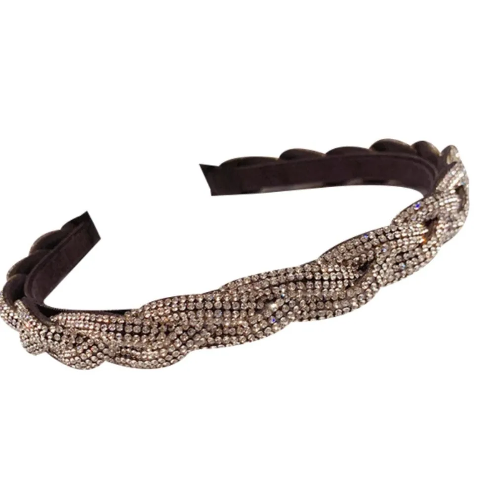 

Elegant Thick Rhinestone Headband Headwear Korean Style Women Hairband Shiny Hair Accessories Twist Braid Hair Hoop Girl