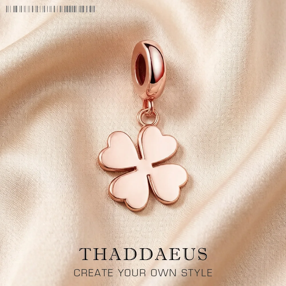 Rose Gold Color Cloverleaf Charm Europe Club Good Jewelry Lucky Gift In 925 Sterling Silver Fit Bracelet Super Deals