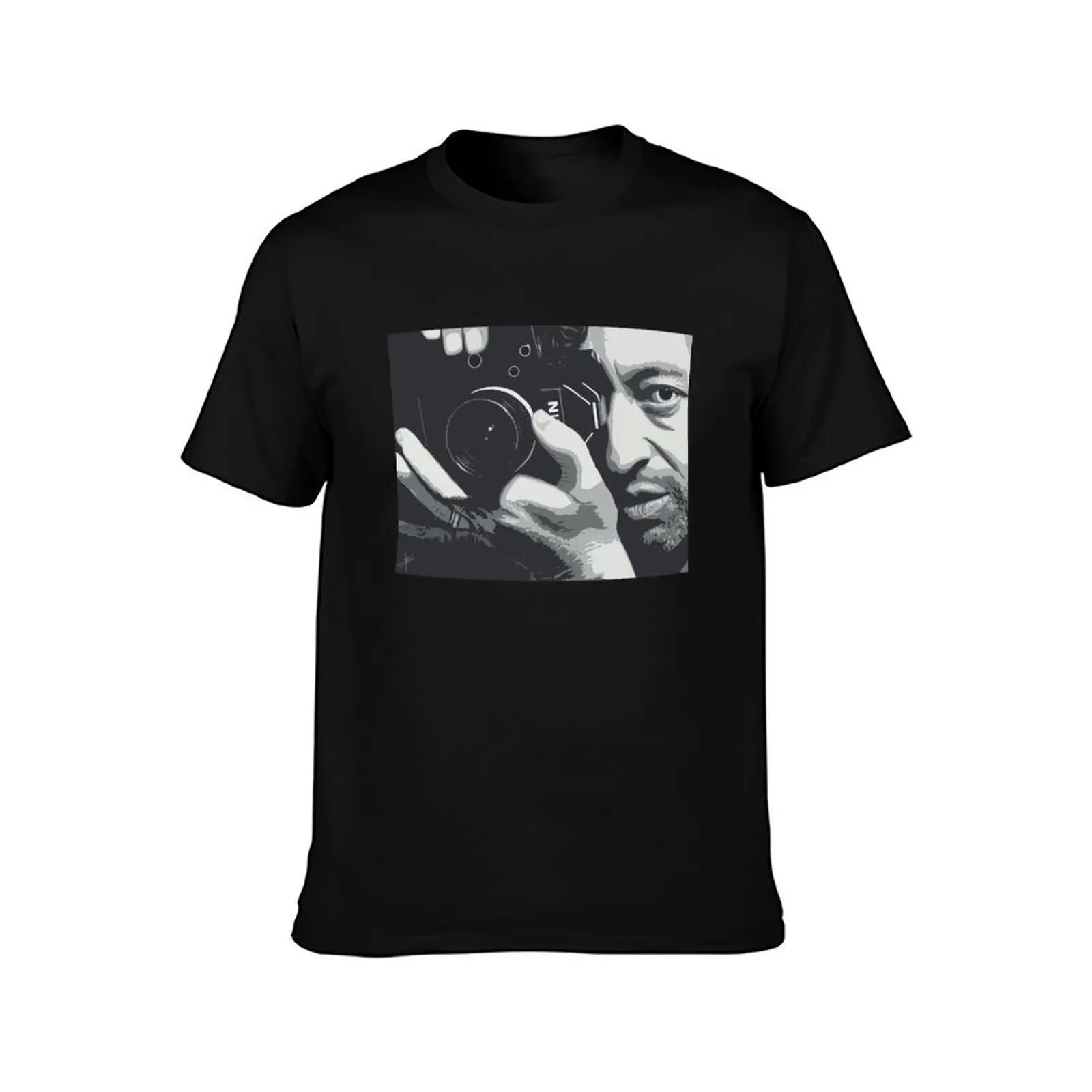 Serge Gainsbourg digital art portrait T-Shirt, Summer Casual Cotton Tee, Oversized Streetwear Tops, Vintage Graphic Print