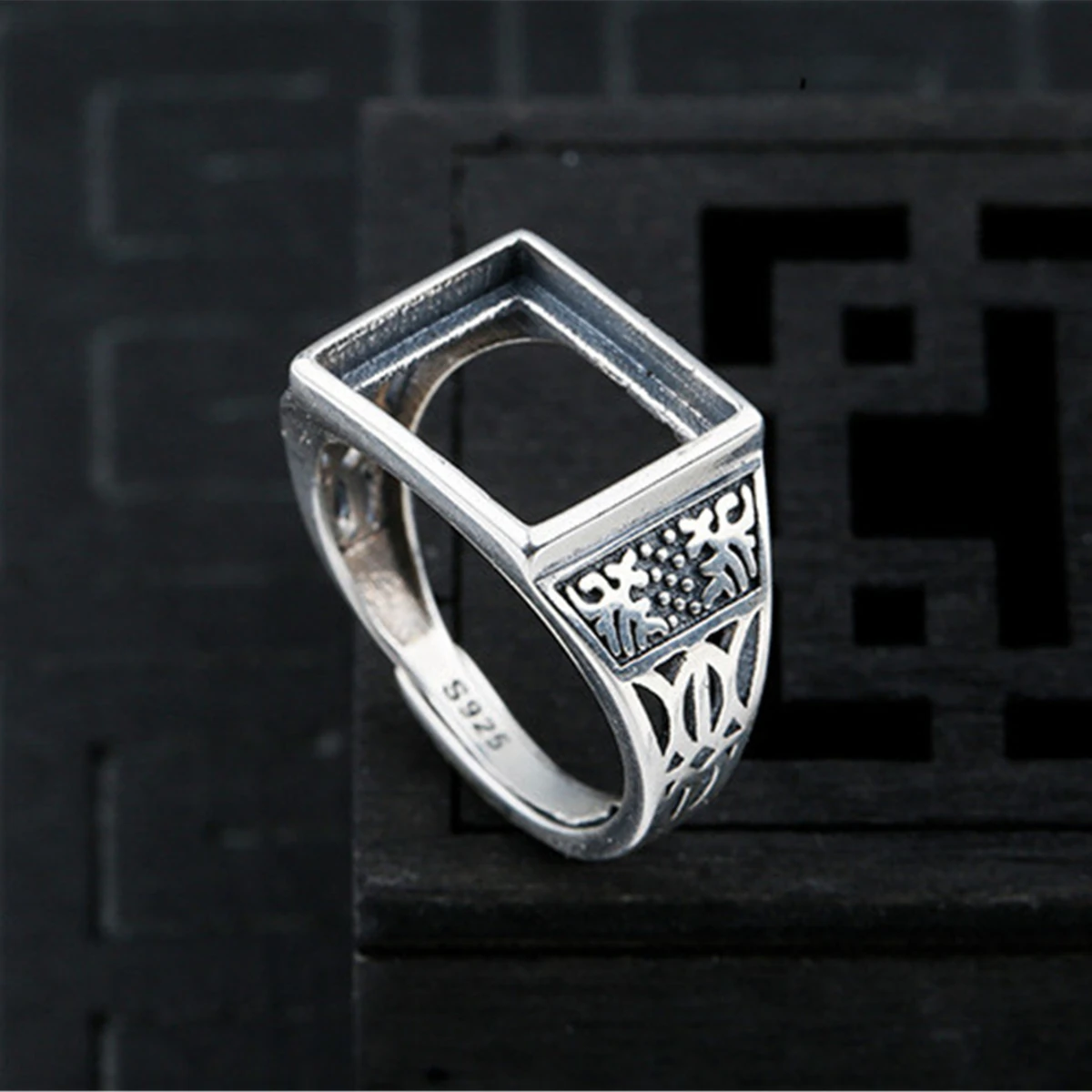 

Ring Base (10x12mm Rectangle Blank) Adjustable Thai Sterling Silver Ring Blank 925 Silver Retangle Ring Component R1279B